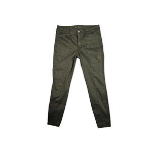 White House Black Market Mid-Rise Skinny Ankle Pants Size 12 Olive Green
